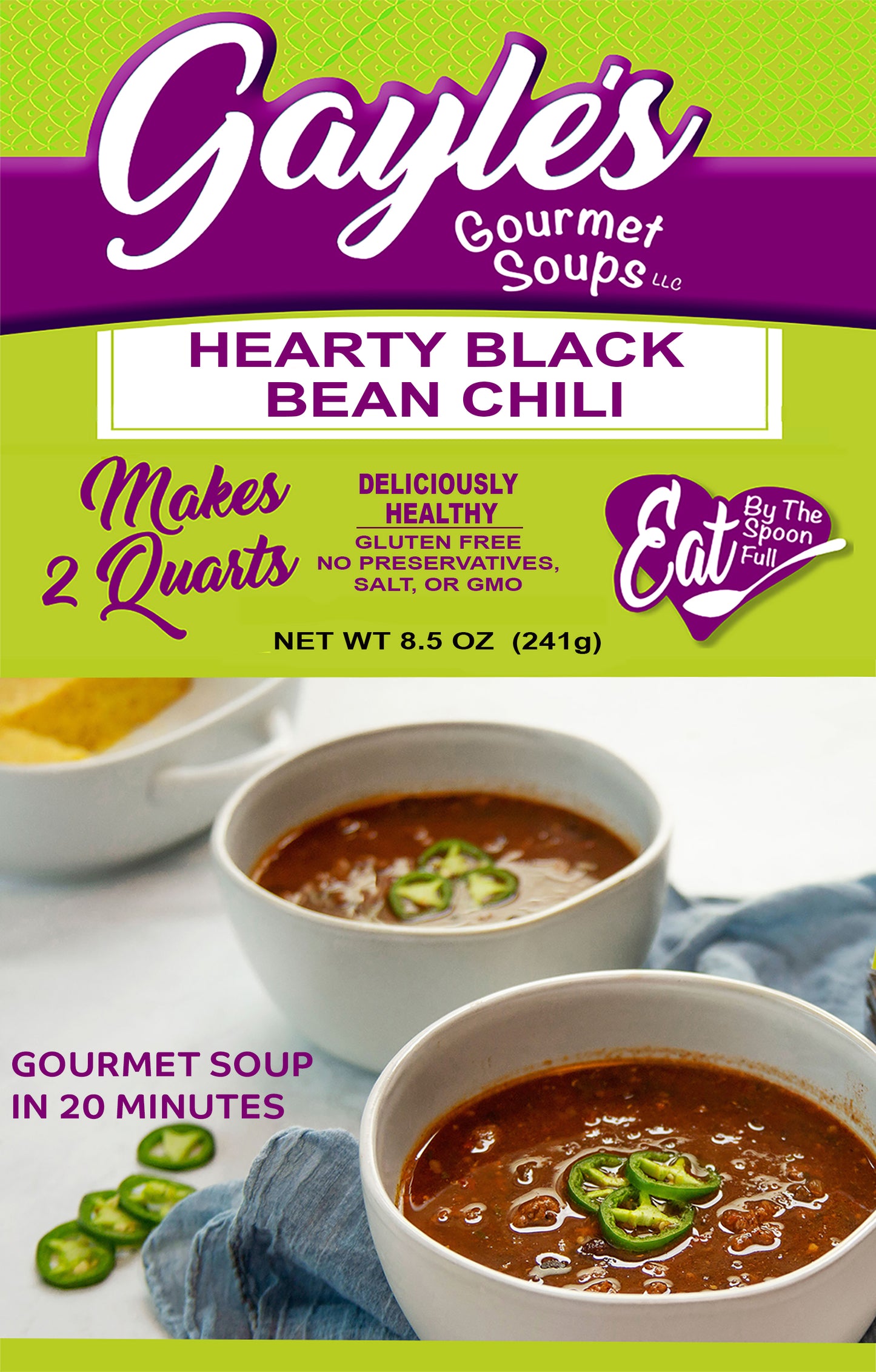 Hearty Black Bean Chili - Gayle's Gourmet Soups