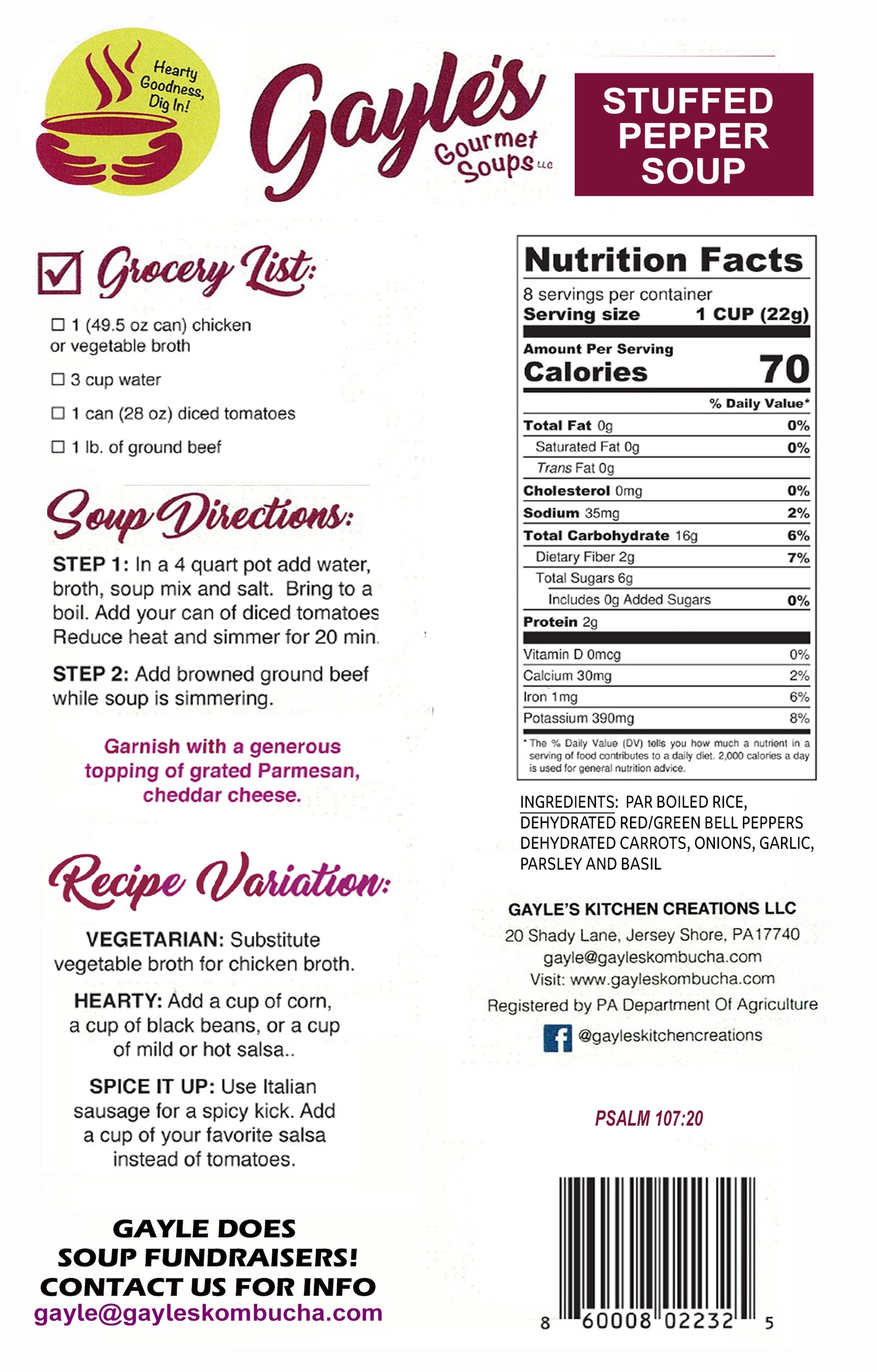 Stuffed Pepper Soup - Gayle's Gourmet Soups